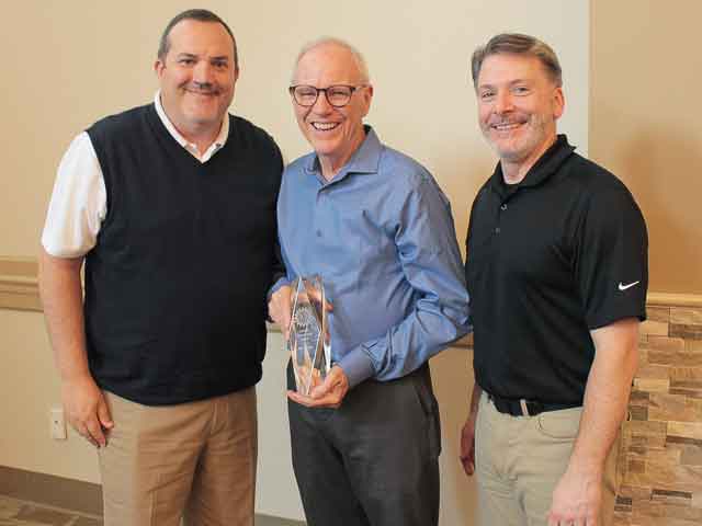 CGMA Lifetime Achievement Award Recipient Sam Deese (middle), with CGMA President Matt Croson (left), and China Gear Motions President Garrett Harmsen (right)